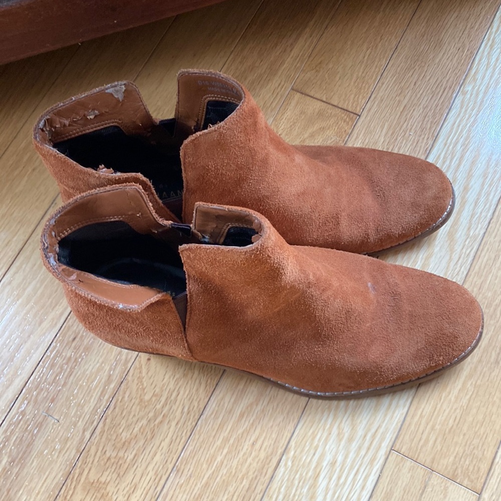 Cole Hana booties. Tan suede.